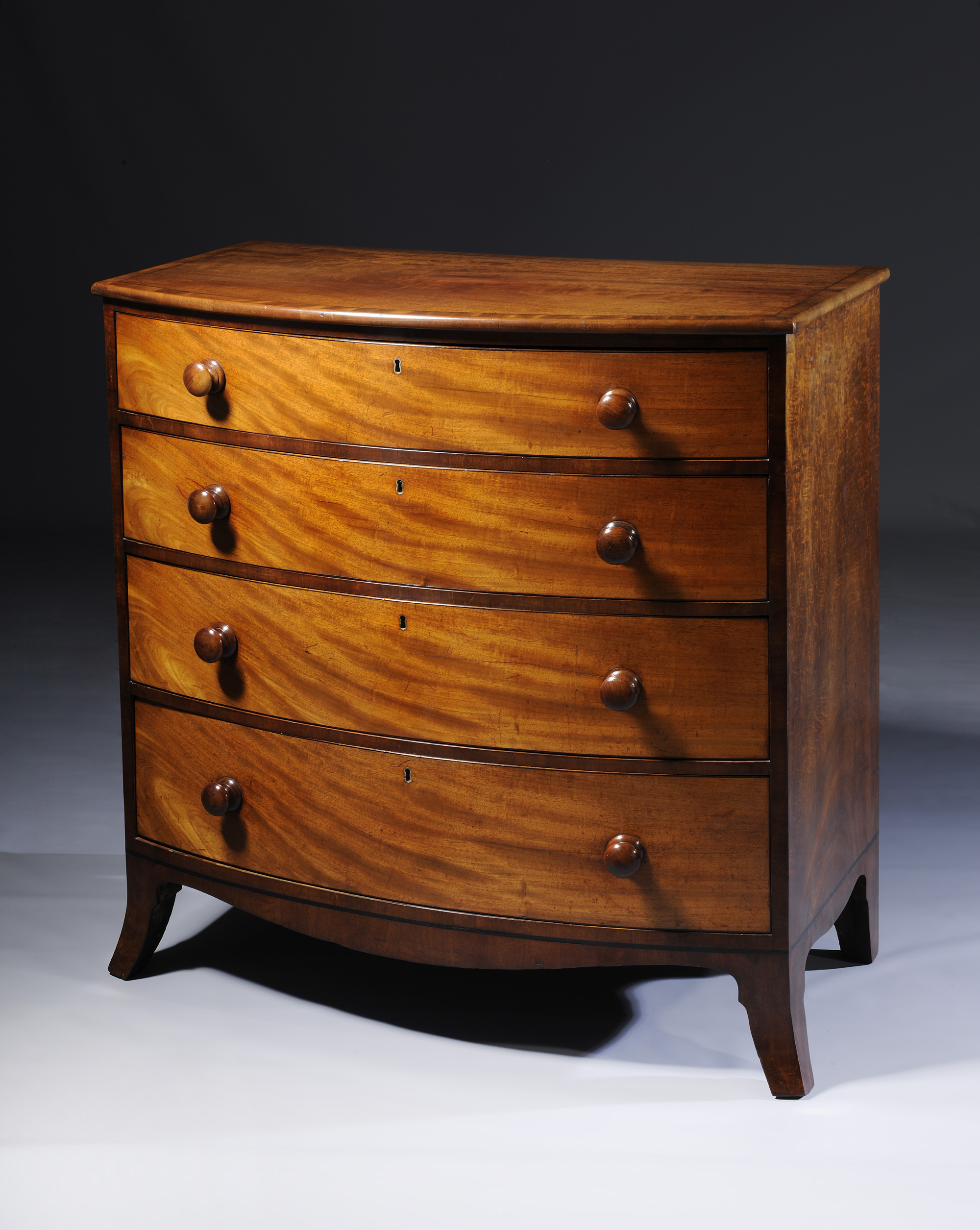 Ottery Antique Furniture - Mahogany Bow fronted chest of drawers (Antique Chests For Sale)